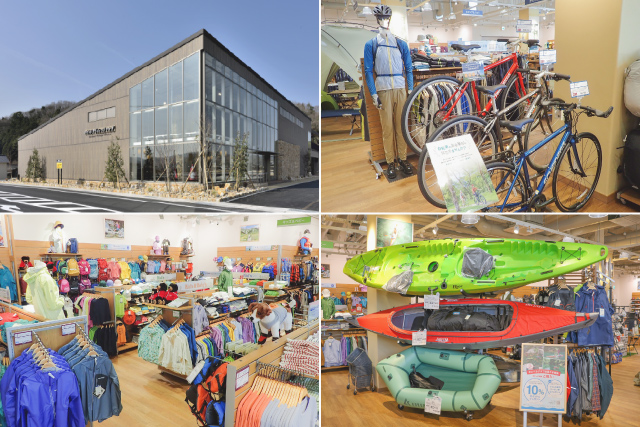 モンベルストア店内の商品陳列の画像
自転車やカヤックの販売もしています