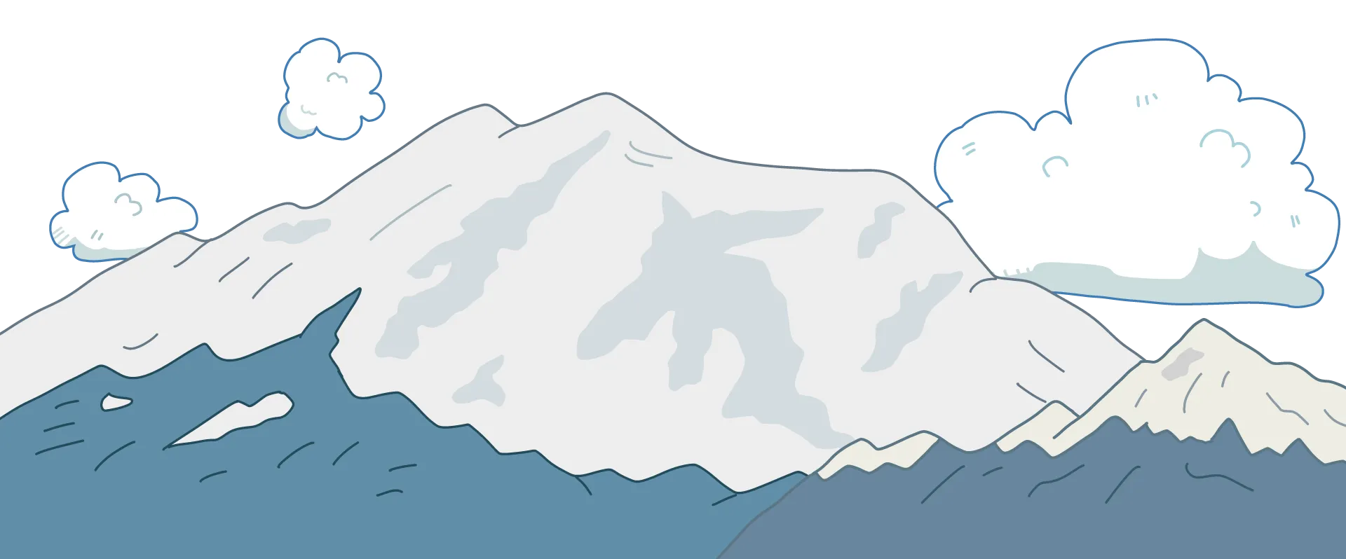 雪化粧の山の絵